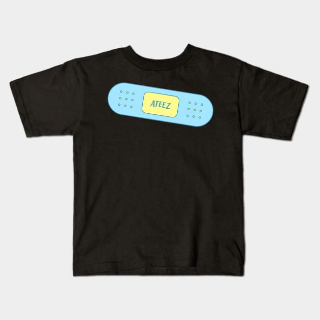 ATEEZ blue and yellow bandage Kids T-Shirt by mrnart27